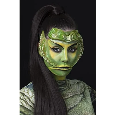 Image of Smiffys Universal Monsters Creature From The Black Lagoon Prosthetics Cosmetics Kit, Adults Latex Mask &amp; Scales, Official License Costume, Perfect for Halloween and Themed Parties