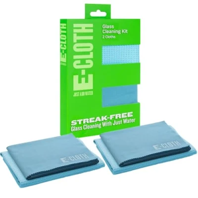 Image of E Cloth Window Cleaning and Glass Microfiber Towel Kit for Windows, Streak Free Windows with just Water, Car Windshield, Mirrors Alaskan Blue 2pack