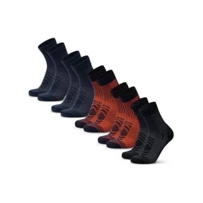 Image of DANISH ENDURANCE Walking Socks Merino Wool Lightweight, Hiking Socks, for Men &amp; Women, Unisex, 5 Pack Multicolour (2xNavy, 2xNavy/Orange, 1xBlack) 9 12
