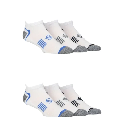 Image of Mens 6 Pair SOCKSHOP Performance Sport Tech Half Cushioned Trainer Socks White 7 11