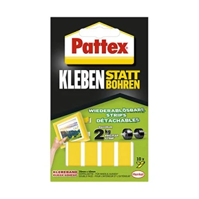 Image of Pattex 828663 &quot;Gluing Instead Of Drilling&quot; Adhesive Strips, Yellow