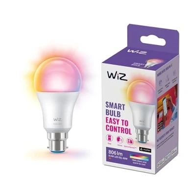 Image of WiZ Smart Colour Bulb, B22, 9W, Colour, Motion Sensor with App, Connected WiFi Works Alexa, Google Assistant &amp; HomeKit, App Control for Home Indoor Lighting, Bedroom, Energy Monitoring