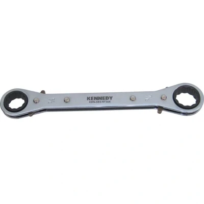 Image of Kennedy Imperial Double End Ring Ratchet Spanner, Chrome Vanadium Steel, Reversible, 3/4in. x 7/8in