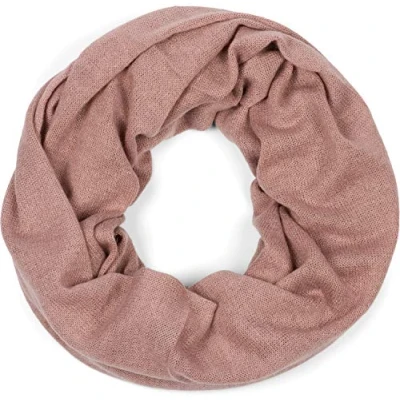 Image of styleBREAKER soft fine knitted loop scarf in noble melange optic, tubular scarf, knitted, unisex 01016135, color:Old Rose