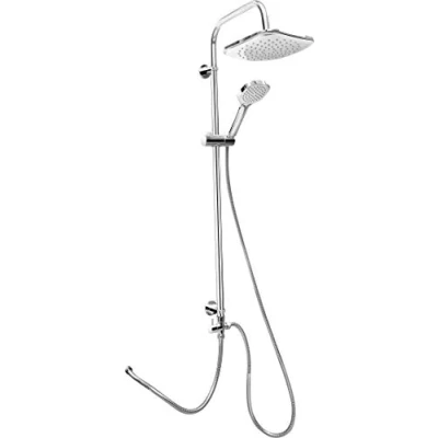 Image of Cornat Square Neo TECBW3414 Shower System Chrome Plated Head and Hand with 1 Jet Type Anti Limescale Variable Borehole Distance/Shower Complete Set Riser