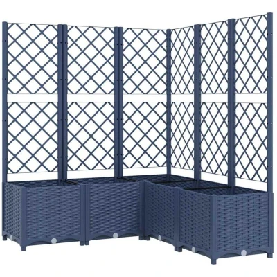 Image of vidaXL Garden Planter with Trellis Blue Grey 120x120x136 cm PP