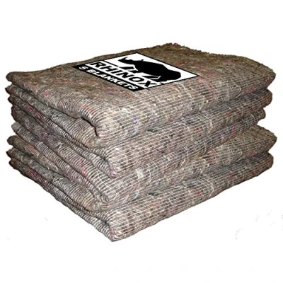 Image of Rhinox Pack of 5 Furniture Moving Van Removal Packing Transit Fabric Blankets 200cm x 150cm