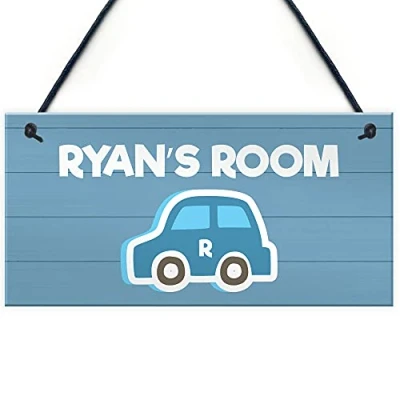 Image of RED OCEAN Car Themed Bedroom Sign For Little Boy PERSONALISED Nursery Decor