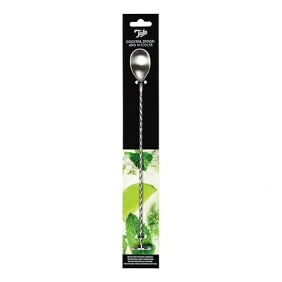 Image of Tala Stainless Steel Cocktail Spoon, 27.5cm Bar Spoon with Weighted End, Spiral Handle &amp; Muddler, Double Ended for Mixing, Layering Crushing, Dishwasher Safe