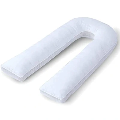 Image of YORKSHIRE HOMEWARE Breathable 12ft U Shaped Pillow With Air Mesh Sides Full Body Nursing Maternity Pillows Back, Neck, Hip, Belly Support Hypoallergenic Zip Cover Anti Allergic