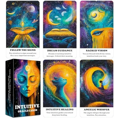Image of Intuitive Oracle Cards, Cards for Beginners, 56 Card Deck to Awaken Inner Wisdom, Enhance Psychic Abilities, Spiritual Guidance