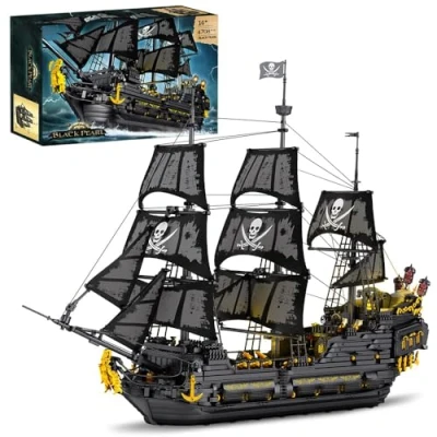Image of Pirate Ship Building Blocks Kits, Black Pearl Model Construction Set to Build, MOC Creative Gift for Kids Adult Collections Enthusiasts 4708 Pieces