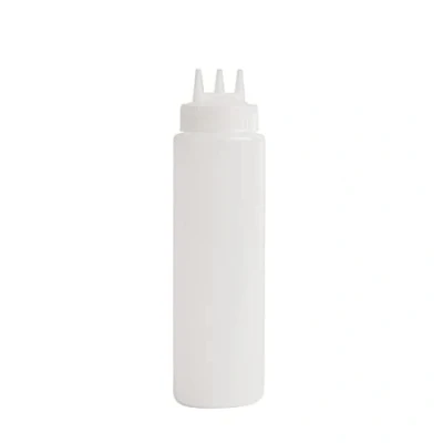 Image of Vogue 3 Nozzle Squeeze Bottle 680 ml/24 oz, Clear, Material: Polyethylene, Clear Plastic to see Contents &amp; Levels, Speeds Up Prep Time, Commercial Home Kitchen Use, CW725
