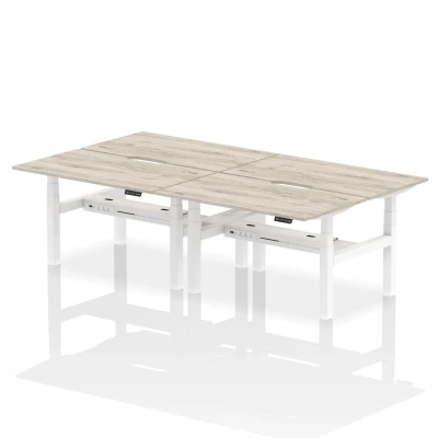 Image of Air B2B 1400x800 Adjustable 4P Bench Desk Scalloped Grey Oak/White