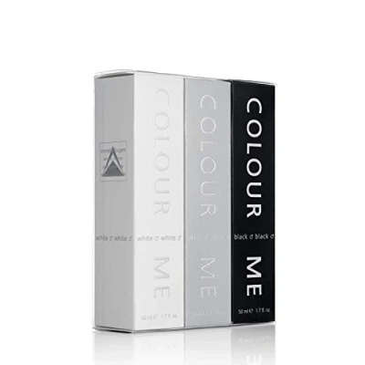 Image of COLOUR ME White/Silver/Black Triple Pack, Fragrance for Men, 3 x 50ml Eau de Parfum, by Milton Lloyd