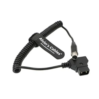 Image of Alvin&#039;s Cables Mini XLR 4 Pin Female to D Tap Coiled Power Cable for ARRI RED Cameras 12V TVlogic Monitor