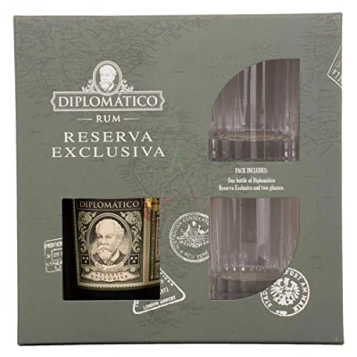 Image of Diplomatico Reserva Exclusiva Gift Set with 2x Rum Old Fashioned Glasses