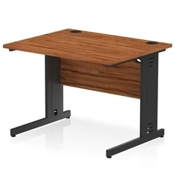 Image of Impulse 1000x800mm Straight Desk Walnut Top Black Cable Managed Leg