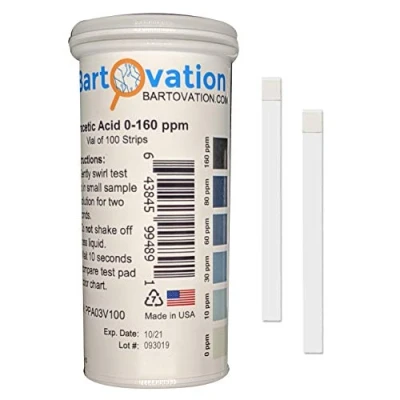 Image of Bartovation Peracetic Acid Test Strips, 0 160 ppm [Double Comparable Offers, Vial of 100 Strips]
