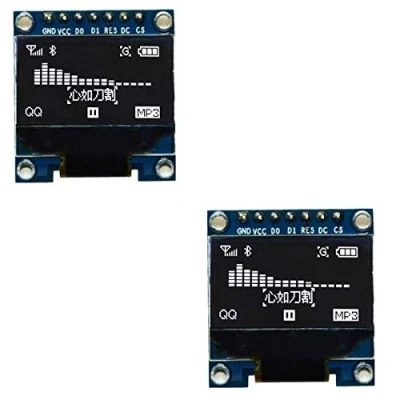 Image of Fasizi 2Pcs 7Pin 0.96 Inch OLED Display 12864 SPI IIC Serial LCD Screen Module for Arduino White font