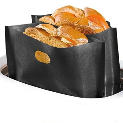 Image of Amrta Toaster Bags Reusable Non Stick Pockets Sandwich 6 Pcs Black, Toastie Heat Resistant Pizza Bread Snack Microwave Oven Grill Indoor Home Party Kitchen (6 17x19cm Black)