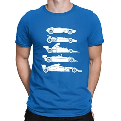 Image of Evolution of The Formula F Car 1 One Mens T Shirt Royal Blue (XL)