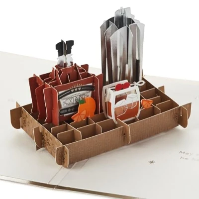 Image of Hallmark 3D &amp; Pop Up Fathers Day Card, Old Fashioned Cocktail Mixing Kit, Whiskey, Dad, Grandad, Father, Husband, Gold, Silver, Brown