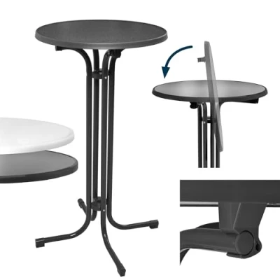 Image of Beautissu Outdoor Bistro Table Ø60cm Bellini Stable Bar Durable Weatherproof Adjustable Height Easy Assembly Bracket Pre installed Scratch Resistant Gastro Party Round Grey