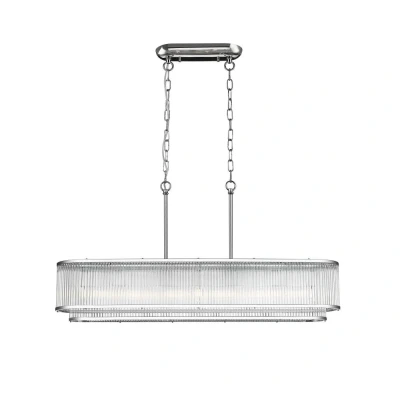 Image of Antigua 7 Light Oblong Chrome Crystal Bar Pendant Ceiling