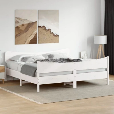 Image of vidaXL Bed Frame without Mattress White 200x200 cm Solid Wood Pine
