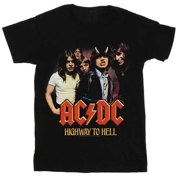 Image of Absolute Cult ACDC Women&#039;s Highway to Hell Group Boyfriend Fit T Shirt Black Large