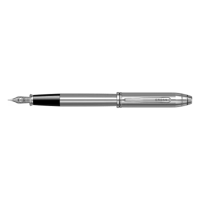 Image of CROSS Townsend Lustrous Chrome Fountain Pen with Stainless Steel Medium Nib incl. Luxury Gift Box Refillable Cartridge
