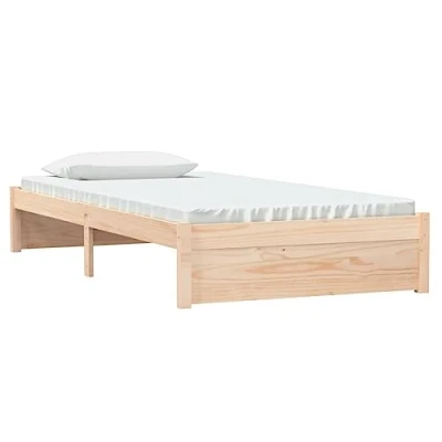 Image of vidaXL Bed Frame without Mattress White Solid Wood 100x200 cm