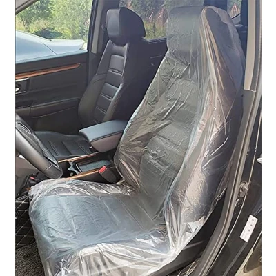 Image of aleawol 100 Pcs Disposable Car Seat Covers 20 g Ultra thick, Plastic Chair Covers, Anti dirty Dustproof Vehicle Protector Mechanic Valet Roll 140x 80 cm