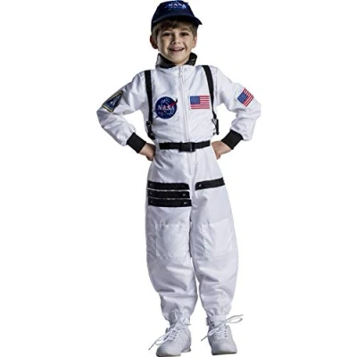 Image of Dress Up America Astronaut Costume for KidsNASA White Spacesuit Boys &amp; Girl, 8 10 years