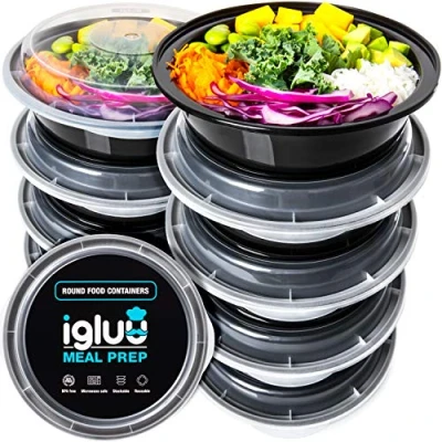 Image of [20 Pack] Round Plastic Meal Prep Containers Reusable BPA Free Food with Airtight Lids Microwavable, Freezer and Dishwasher Safe Stackable Salad Bowls (28 oz)