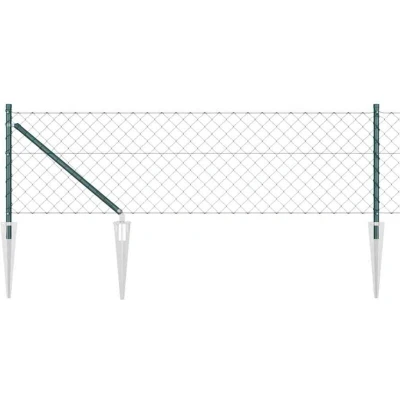 Image of vidaXL Chain Link Fence with 13 Spike Posts 0.8x25 m Galvanised Steel
