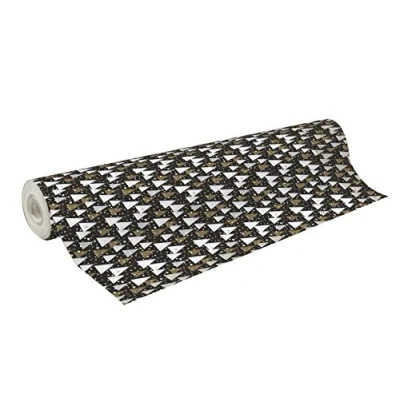 Image of Clairefontaine Ref 211921C Christmas Alliance Long Roll Wrapping Paper (Single Roll) 70cm Width x 50m Length, 60gsm Black &amp; Gold Trees Design