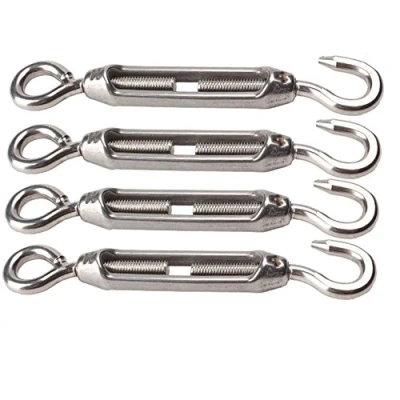 Image of VEDA® 4x Heavy Duty 304 stainless steel Turnbuckle Strainer M4 Hook Eye Wire Tension Tensioner