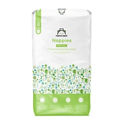 Image of Amazon Brand Mama Bear Ultra Dry Nappies, Size 4 (8 14 kg), 84 Count, White