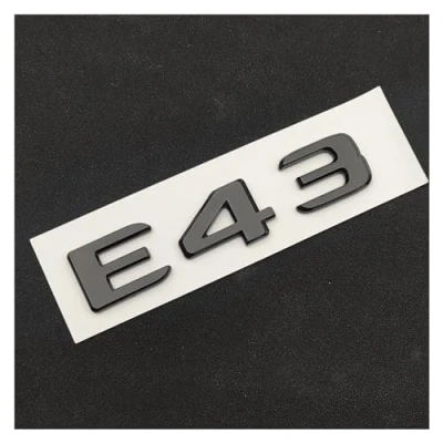 Image of MhaRt yzw6688 3D ABS Chrome Black Car Rear Trunk Badge Sticker Logo E 43 BITURBO 4MATIC Emblem Compatible with E43 / W213 W212 Accessories (Color : Glossy Black)