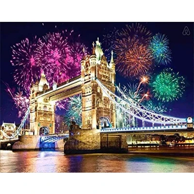 Image of DIY 5D Diamond Art Painting Kits, Full Drill Arts and Crafts Pictures, Embroidery Cross Stitch Canvas by Numbers for Kid Adults, Home Wall Decor Bridge/30x40 cm