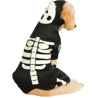 Image of Official Rubie&#039;s Skeleton Hoodie Pet Dog Halloween Costume, Size: Medium Neck to Tail 15 inch, Chest 17 inch