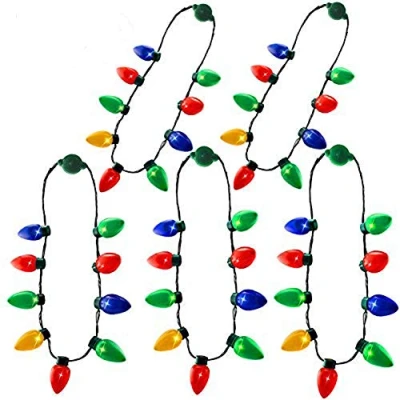 Image of Queta 5Pcs Light Up Bulb Flashing Glow in The Dark Strip Necklace Kids Adults Toys LED for Halloween Carnival Birthday Wedding Party Accessories Decoration