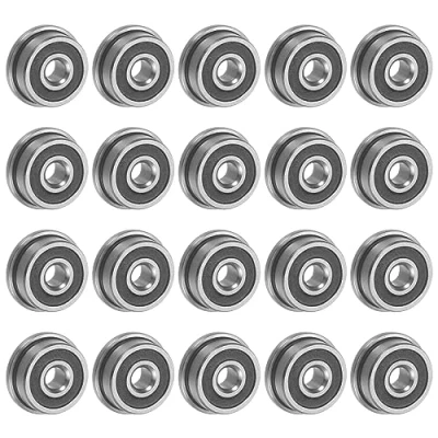 Image of uxcell F623 2RS Flanged Ball Bearing 3x10x4mm Double Sealed Chrome Steel Flange Bearings, 20pcs