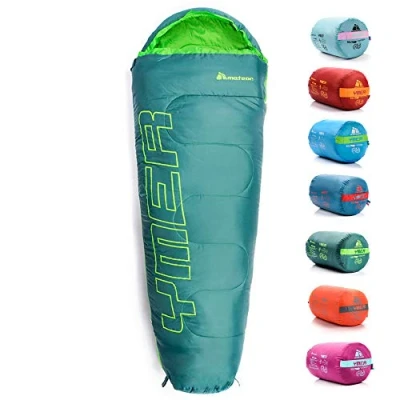 Image of Sleeping Bag Camping Gear Travel Sleep Essential Insulated Warm Lightweight Traveling Hiking Indoor Outdoor All Season Adults Kids Teens Spring Summer Fall YMER ((130+25) x60/40cm, Dark Green/Green)