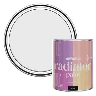 Image of Rust Oleum Grey Heat Resistant Radiator Paint in Gloss Finish Monaco Mist 750ml