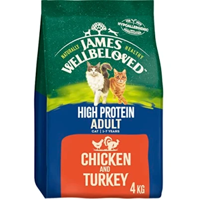 Image of James Wellbeloved Adult High Protein Chicken and Turkey 4 kg Bag, Hypoallergenic Dry Cat Food