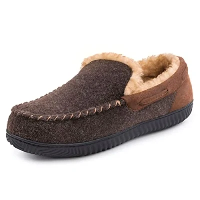 Image of RockDove Men&#039;s Hearthfire Memory Foam Moc Slipper, Size 12 UK Men, Mocha