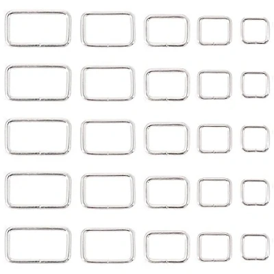 Image of Swpeet 50 Pcs Sliver Assorted Metal Rectangle Ring, Webbing Belts Buckle for Belt Bags DIY Accessories 13mm / 15mm 20mm 25mm 35mm